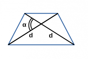 Площадь трапеции через диагонали и синус угла